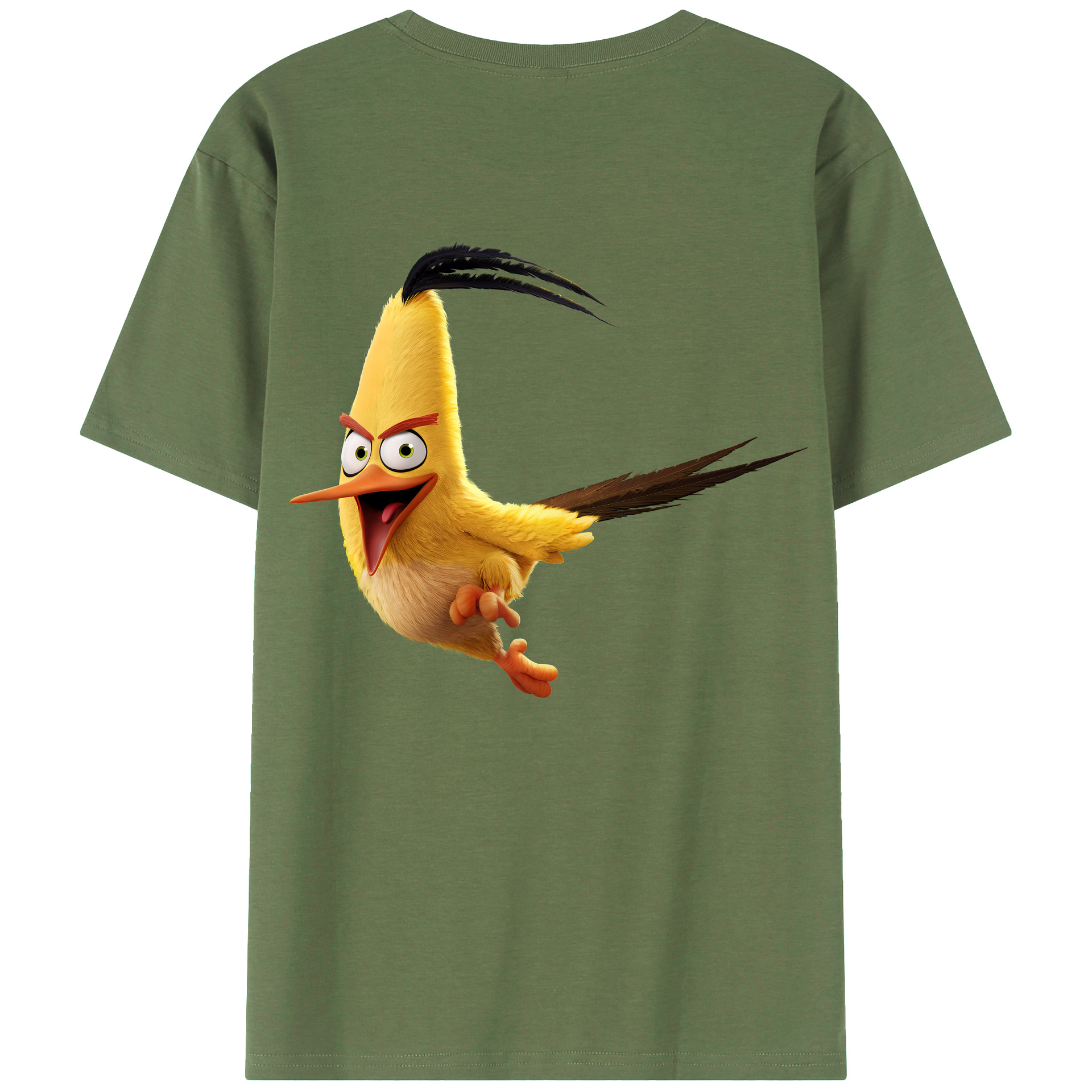 （画像用） Angry Birds アングリーバード 綿100％ メンズ半袖Tシャツ（バックプリント） 通気性